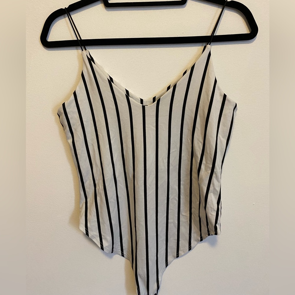 Black and white stripped bodysuit